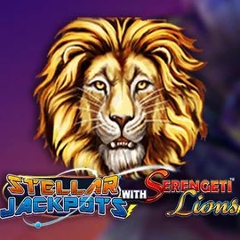 Stellar Jackpots with Serengeti Lions online game logo by Lightning Box Game on beepbeep-casino.net