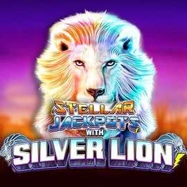 Jackpots logo of Stellar Jackpots with Silver Lion from Lightning Box Game at Beep Beep Casino